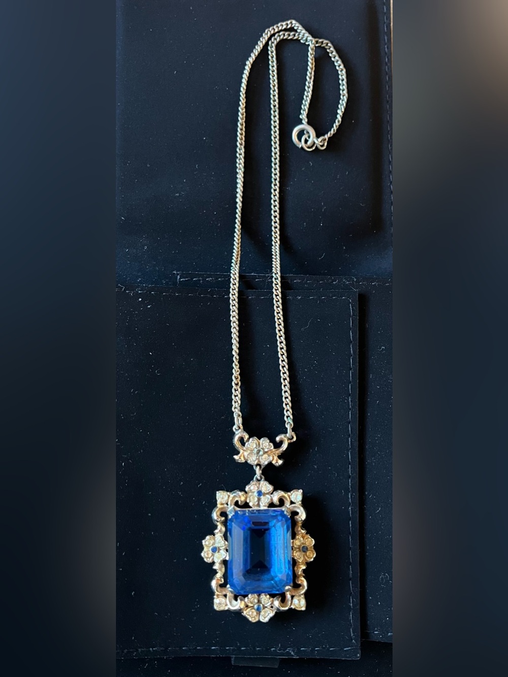FREE Bundle Add On Item 2+ Items- Vintage Baroque Blue Glass Pendant Necklace